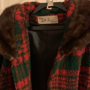 RARE!! 1960’s Plaid Lilli Ann Coat w/Fur Trim